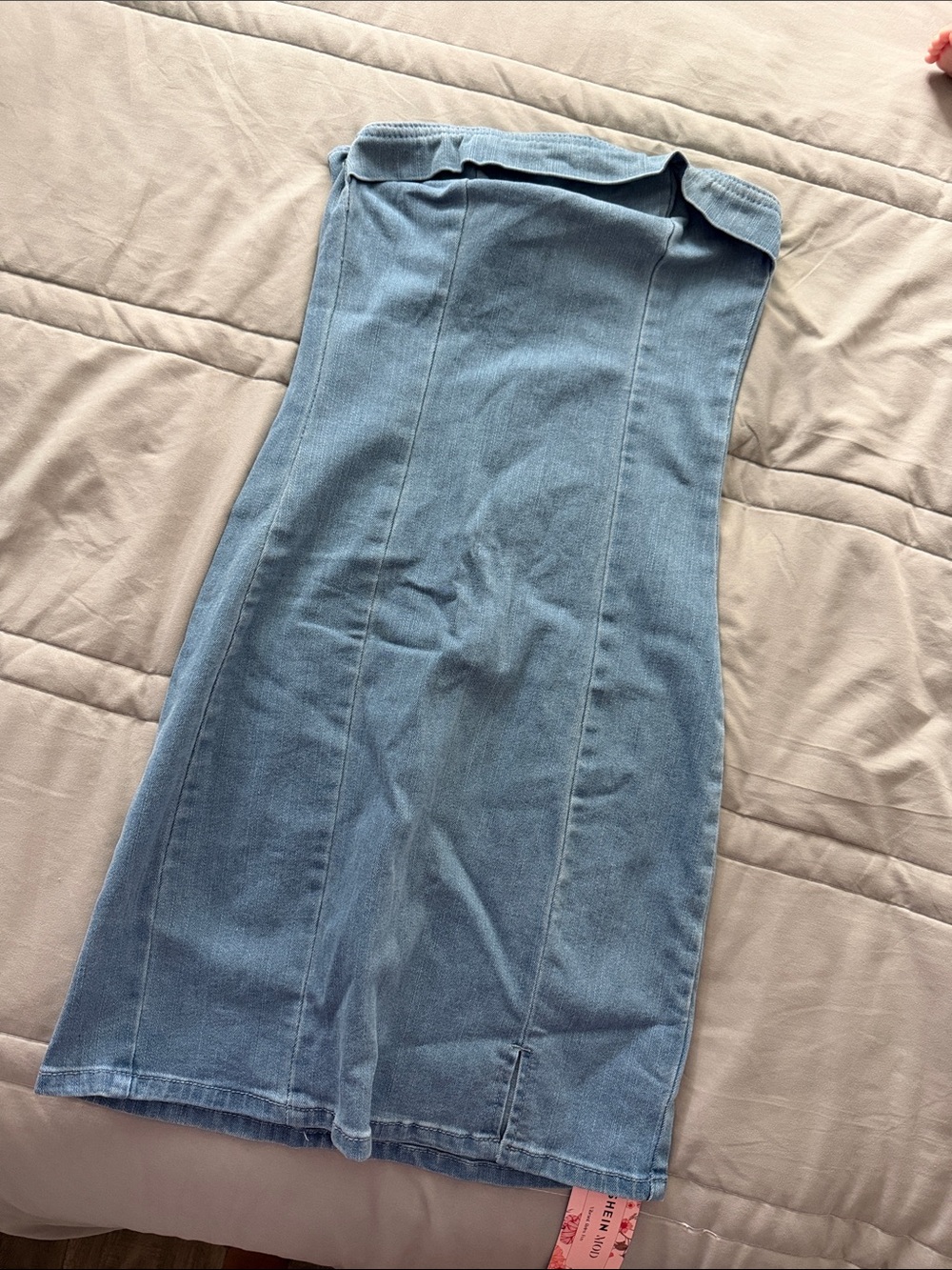 Blue Strapless Denim dress